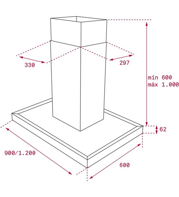 Teka 40484670 campana decorativa dh2isla1285 120cm inox isl - 8421152145739-