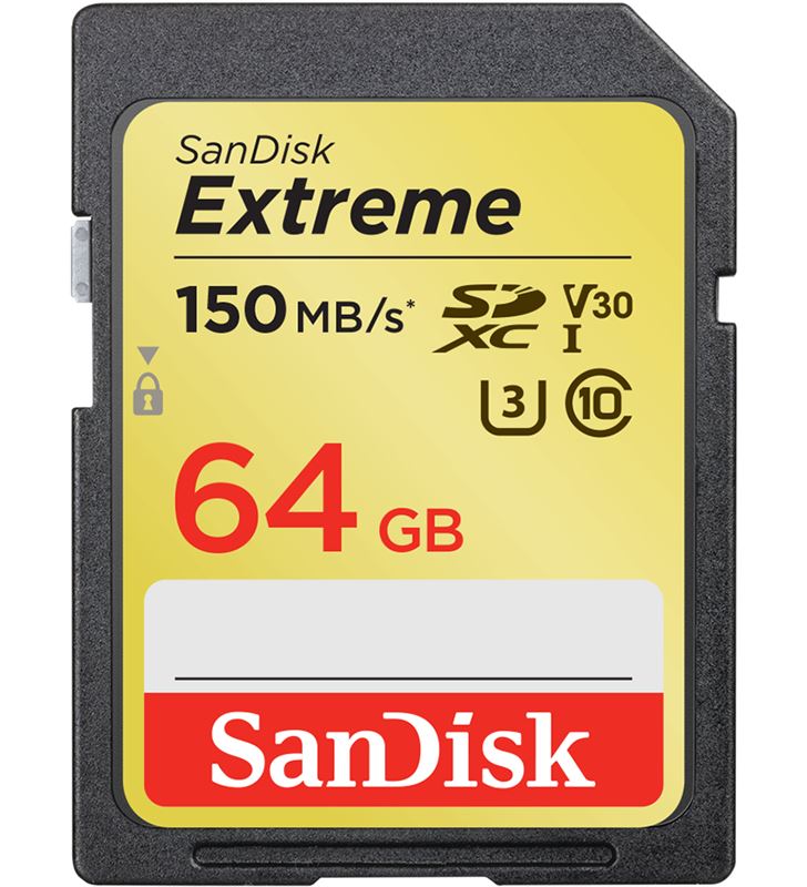 Sandisk EXTREME SDXV 64 extreme tarjeta de memoria sdxv c10 uhs-i u3 de 64 gb y 150mb/s - +20725