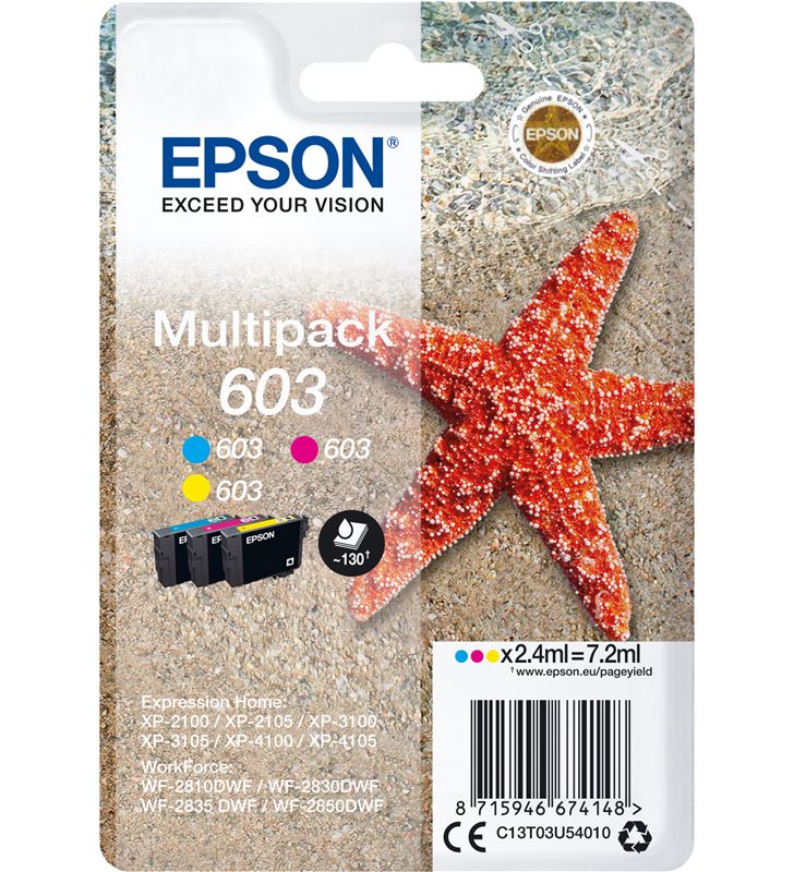 Epson C13T03U54010 multipack tinta 603 3 tintas cyan magenta amarillo - EPSC13T03U54010