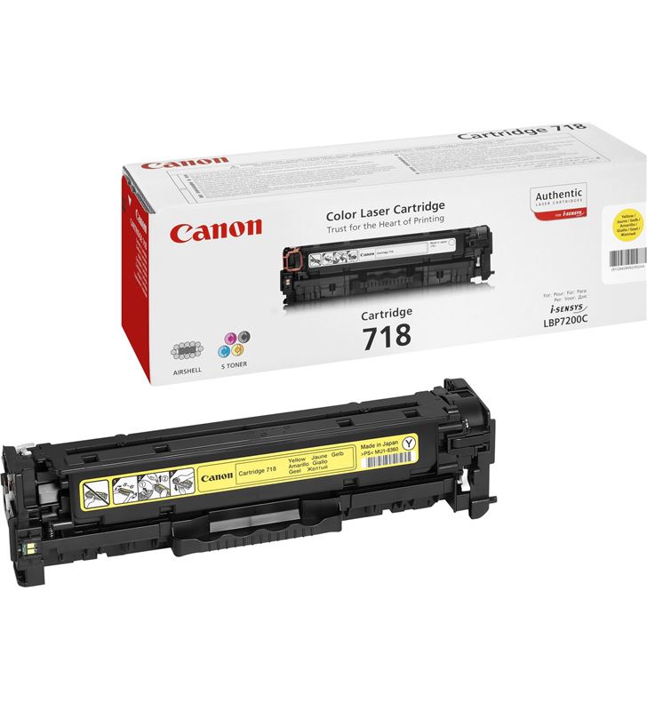 Canon -718A toner amarillo 718a - 2900 páginas para impresoras i-sensys lbp7660cd 2659b002 - CAN-718A