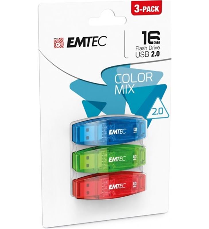 Emtec ECMMD16GC410 pack 3 pendrives 2.0 16gb colores - EMTECMMD16GC410P3CB
