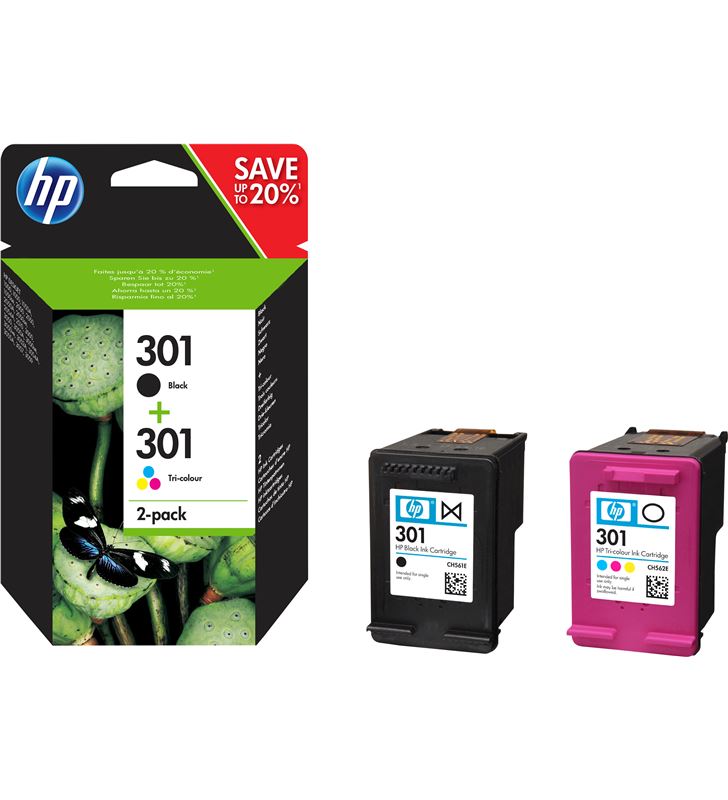 Cartucho tinta Hp 301 combo 2-pack negro-tricolor N9J72AE - N9J72AE