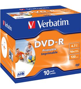 Verbatim 43521 dvd-r imprimible pack 10 uds 16x jewel case - VERB-DVD-R 4.7GB 10U IMP