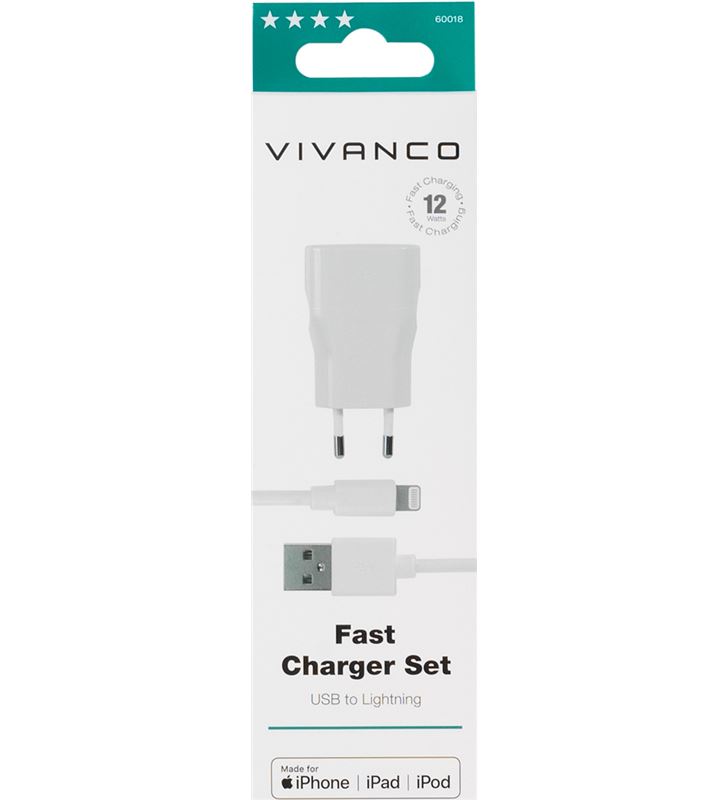 Vivanco 60018 cargador usb 2.4 mfi + lightning 1.2m blanco - 87236681_5742569347