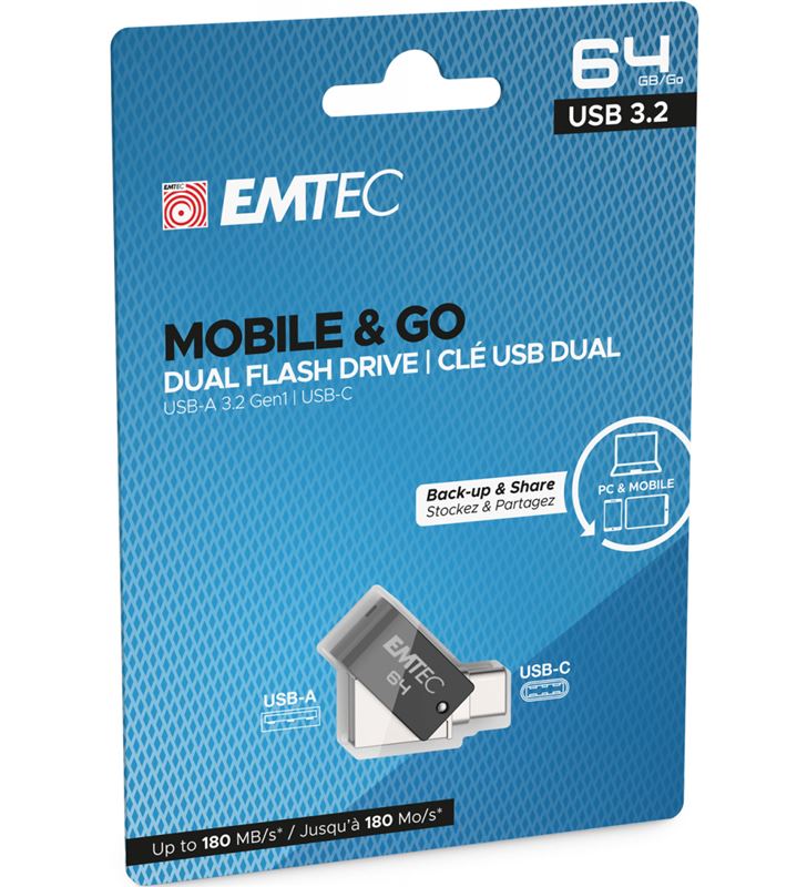 Emtec E173607 pendrive dual usb 3.2 a tipo c 64gb em - 89551197_8194706074