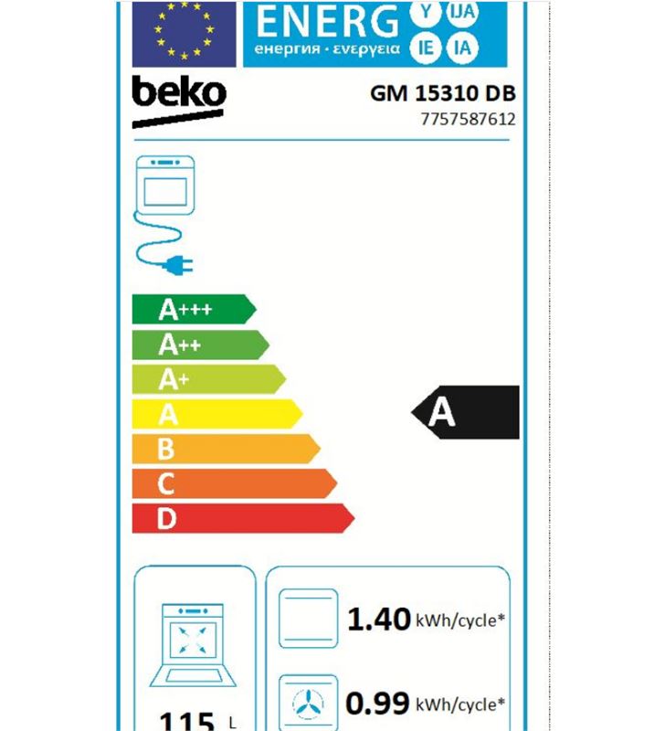 Beko GM15310DB cocina mixta semi profesional horno 5f 90cm con wok - 8690842028212