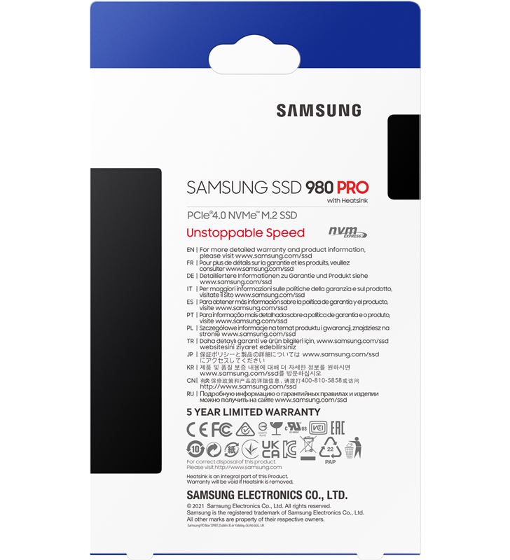 Samsung MZ-V8P1T0CW disco ssd 980 pro 1tb/ m.2 2280 pcie 4.0/ con disipador de calor - 93824406_8396165009