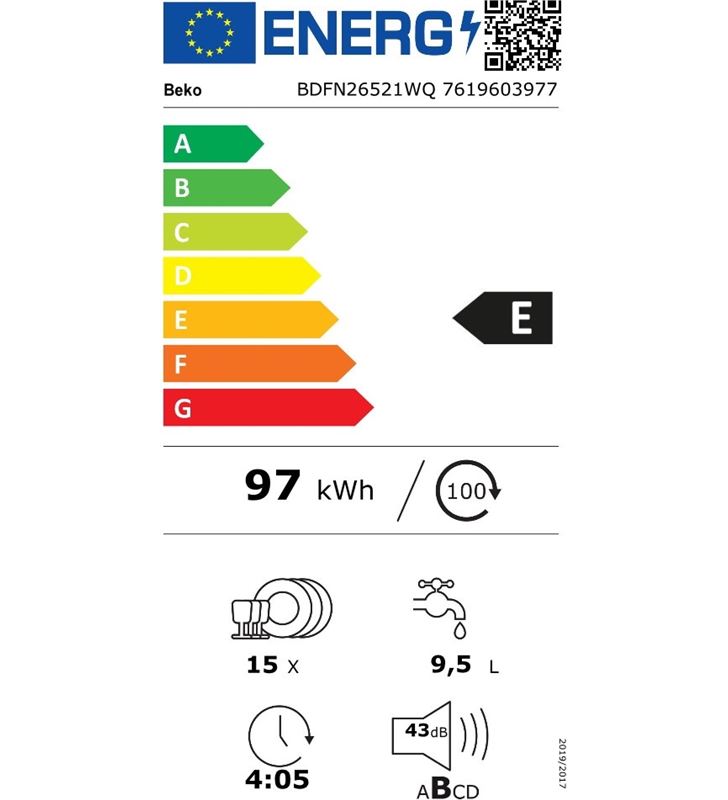 Beko BDFN26521WQ lavavajillas de 60cm e 6p 15 cubiertos libre instalacion - BDFN26521WQ-2