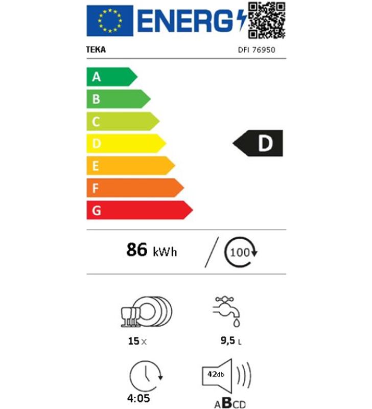 Teka 114260004 lavavajillas integrable ( no incluye panel puerta ) dfi 76950 wh d - 8434778013481