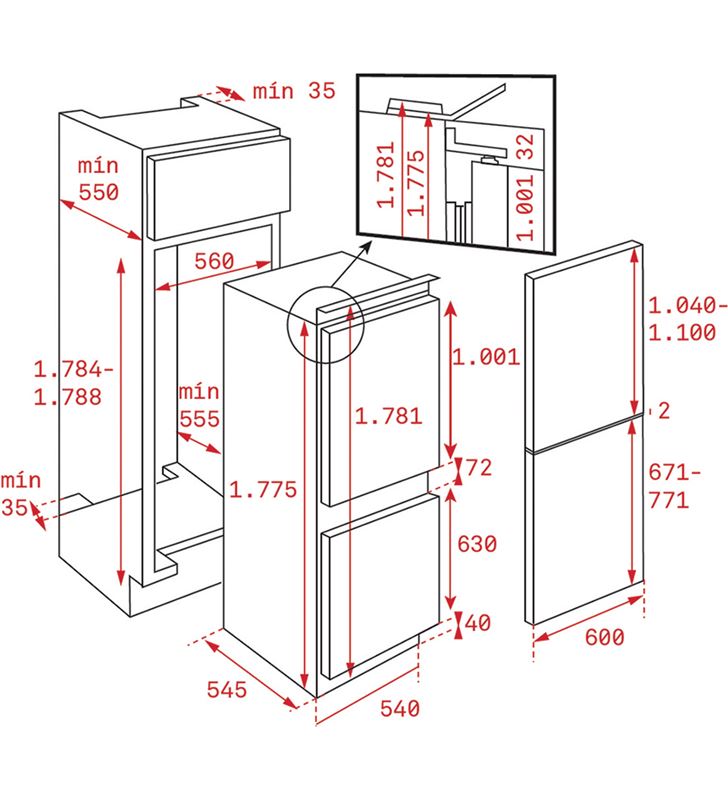 Teka RBF 73340 FI frigoríficos combi integración con display interior 177.5x54x54.5cm e - 8434778021752-0