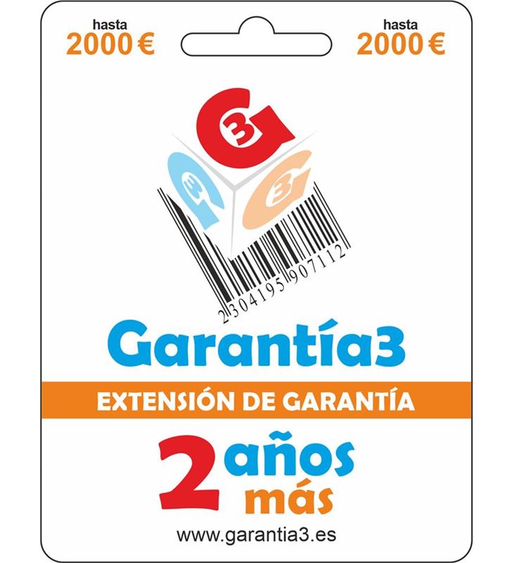 Garantia G3PDES2000 >para productos hasta 2000€, 3 años de garant. oficial+2 de garant. extra - 8033509880417