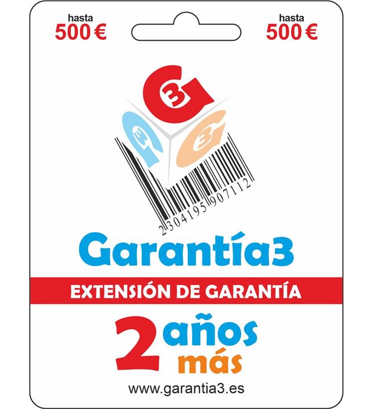 Garantia G3PDES500 >para productos hasta 500€, 3 años de garant. oficial+2 de garant. extra - 8033509880394