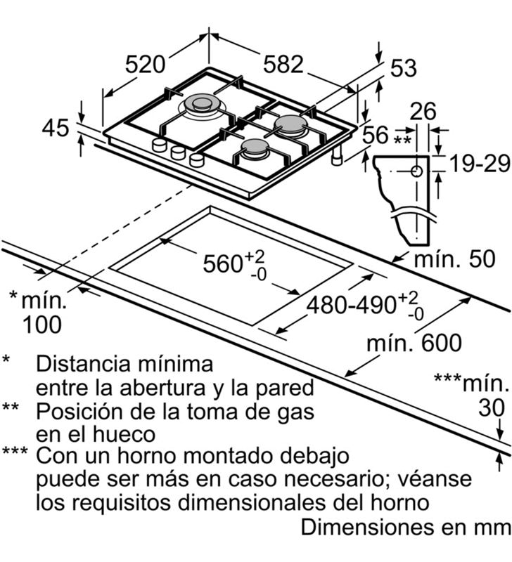 -Balay placa gas 60cm ancho 3ETX663MN Placa de gas.. - 34605695_4569882294