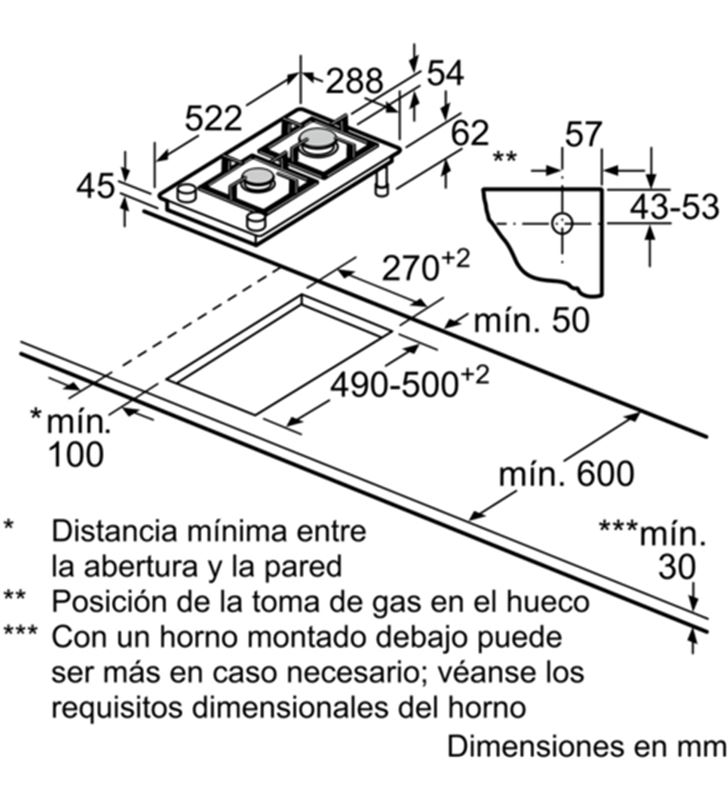 Balay 3ETG632HB placa de gas 30cm de ancho Placas encimeras - 35444114_3311788656